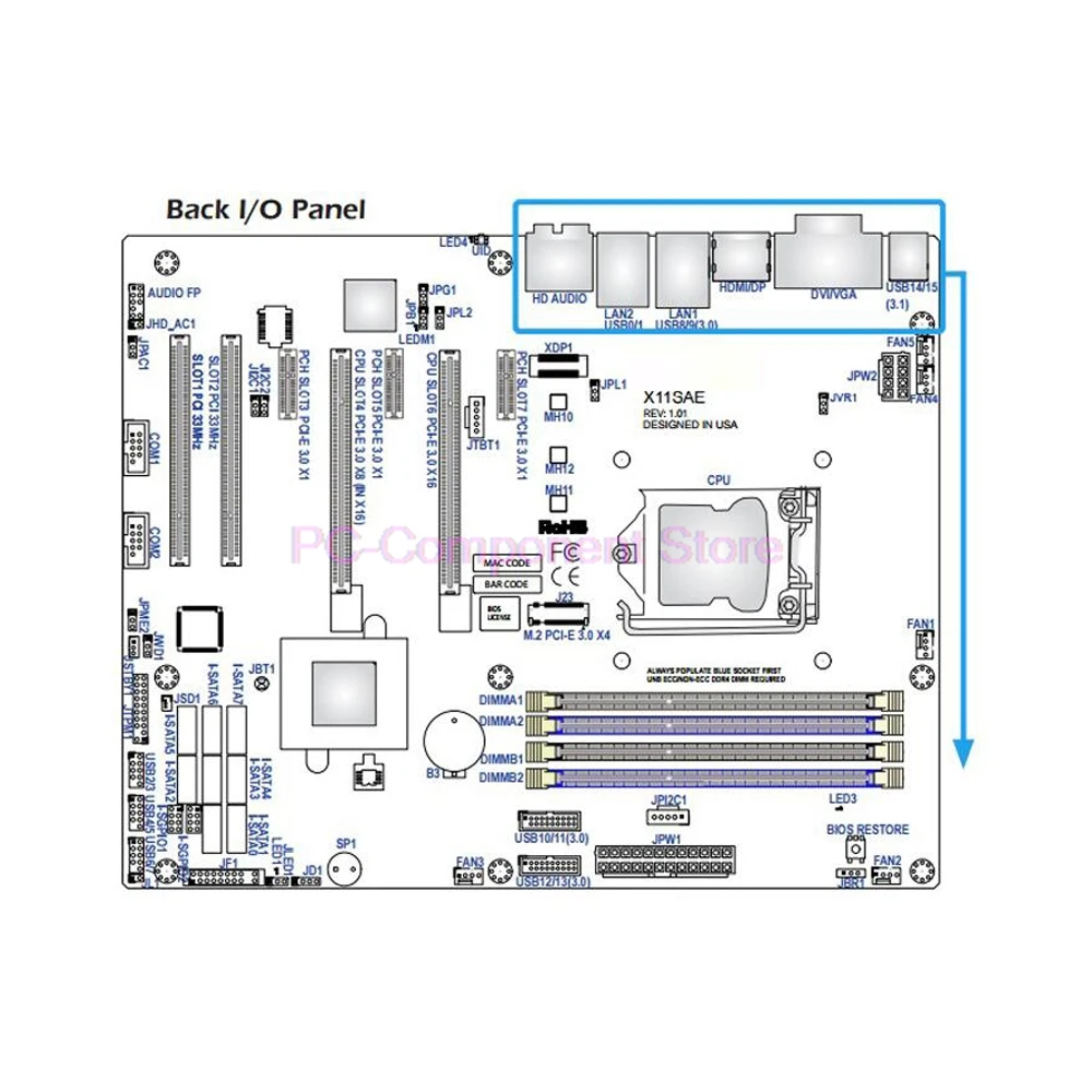 

LGA1151 X11SAE Материнская плата рабочей станции C236 Чипсет Xeon E3-1200 v5/v6 6-го/7-го поколения Core i7/i5/i3 Series DDR4