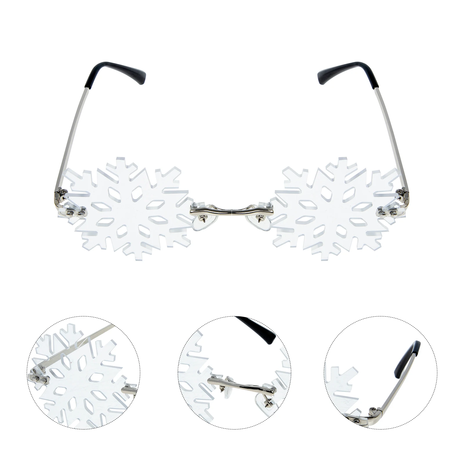 

Snowflake Sunglasses Heart Shaped Frameless Rimless PC Glasses for Men Women Photo Party Accessories Christmas Eyewear