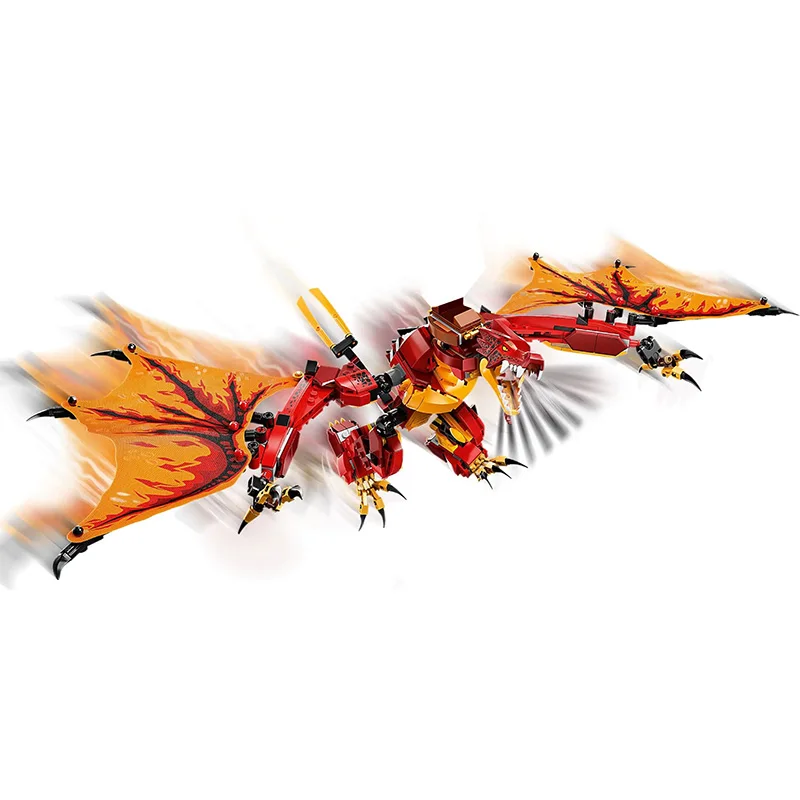 560 Piece Bricks Fire Dragon Set Model Building Blocks Educational Toys For Kids Boy Birthday Gift