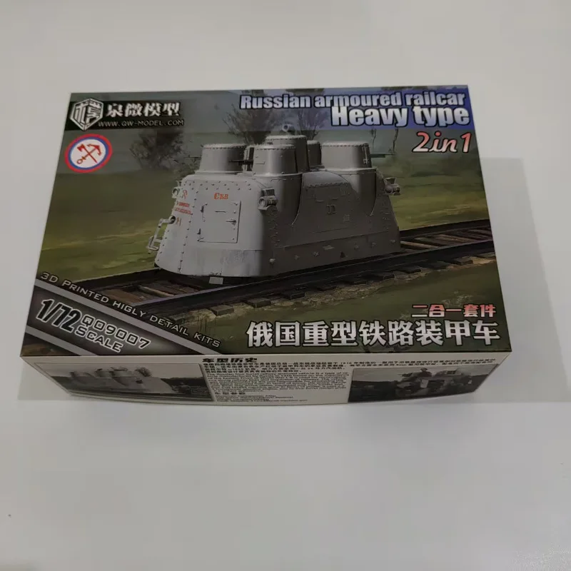 QW Q09007 1/72 schaal Russische gepantserde treinwagon zwaar type (2 in1) montageplastic modelbouwset