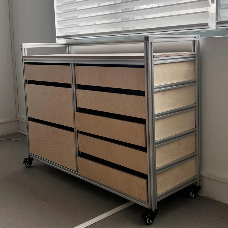 

Household Coffee Cabinet Storage Locker Aluminum Ocean Panel Dining Side Cabinet Living Room