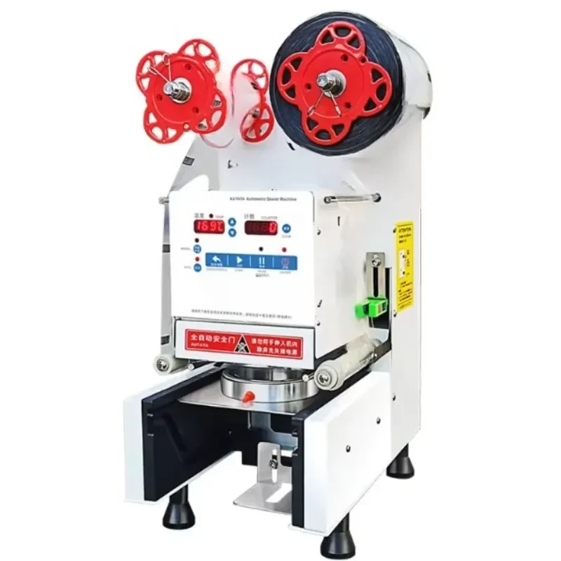 Automatic Commercial 9095 Paper Plastic Cup Sealing Machine for Hot Cold Milk Tea Soy Milk Juice Beverage Sealer Equipment