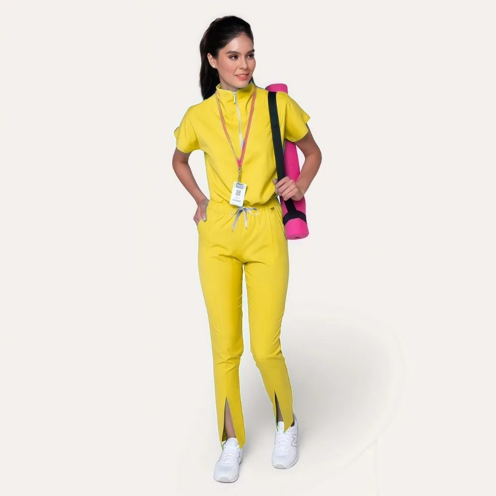 New Scrubs Set Medical Uniforms Stretch Scrub Tops with Pocket Pants Nurse Uniform Doctor Surgery Overalls Beauty Salon Workwear