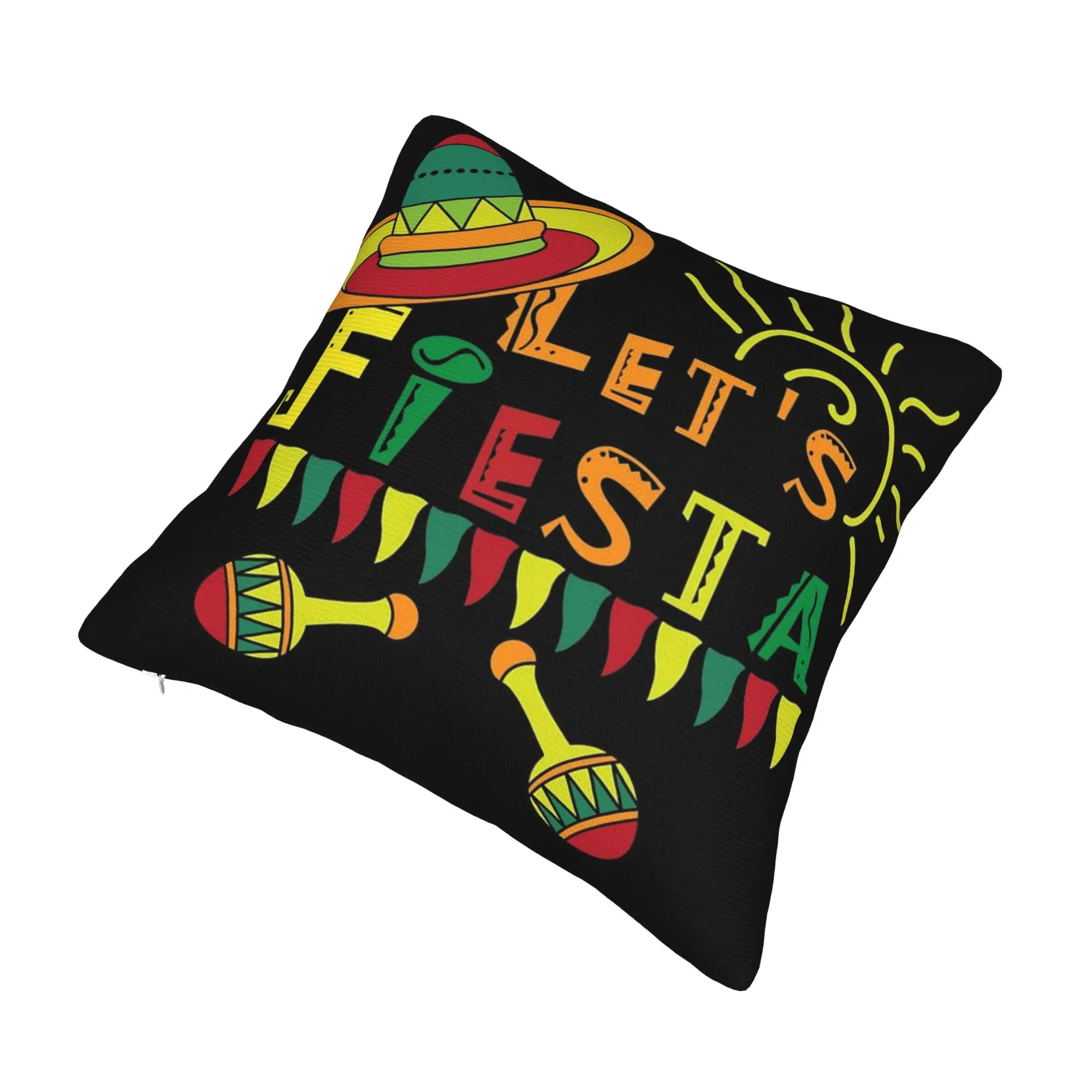 Let's Fiesta Cinco De Mayo  Pillow Cover Product Soft Cushion Cover Decor  Throw Pillow Case Cover Living Room Multiple Sizes