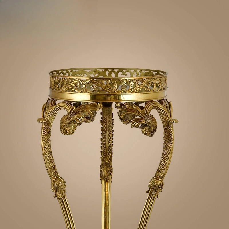 European-style all-copper edge table, household living room balcony flower stand shelf hotel lobby room edge table