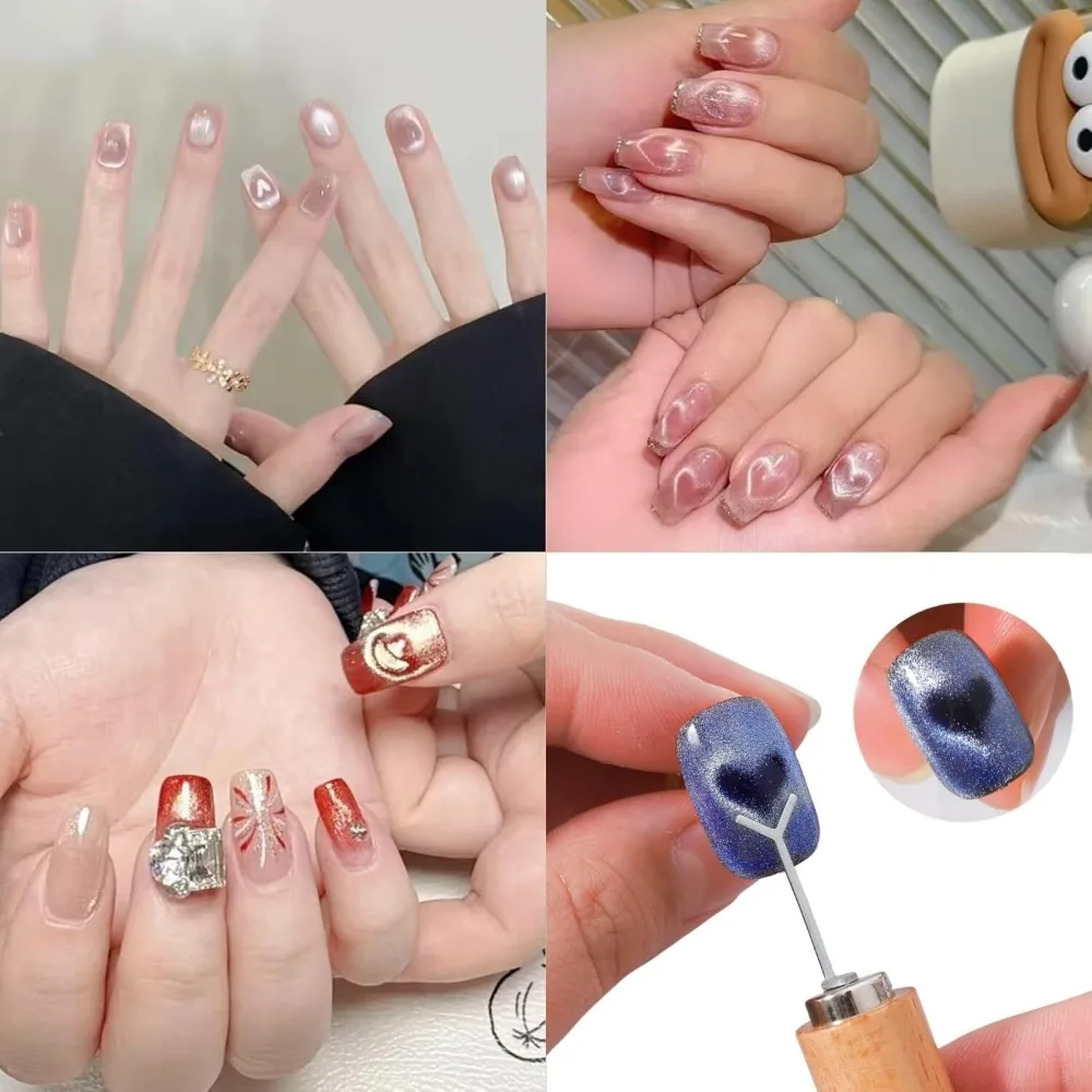 아이언 래빗 네일 아트 도구 DIY 매니큐어 키트 매칭 네일 자석 라인 토끼 모양 가이드 네일 자석 세트