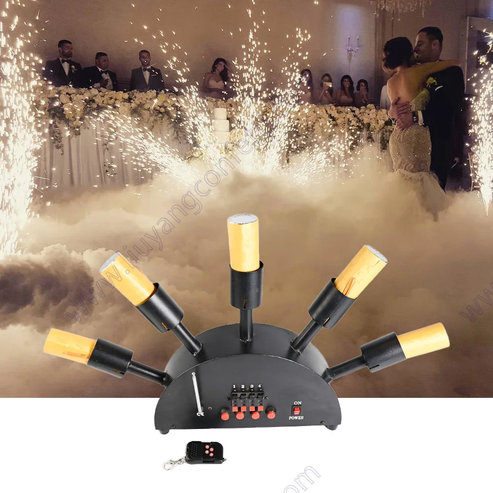 ウェディング線香花火 DMX コントロール特別機器 Dj ディスコ 5 ショット扇形リモートステージ噴水効果パーティーコールドスパークマシン