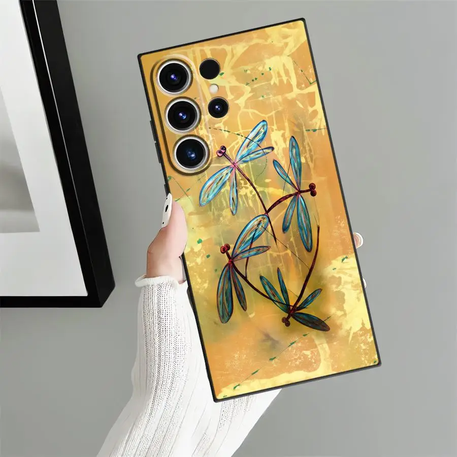 Simple Dragonfly Butterfly Case for Samsung Galaxy S26 Ultra S25 Plus S24 S10 S9 S21 FE S20 Ultra S23 Note 20 8 9 10 Funda Phone