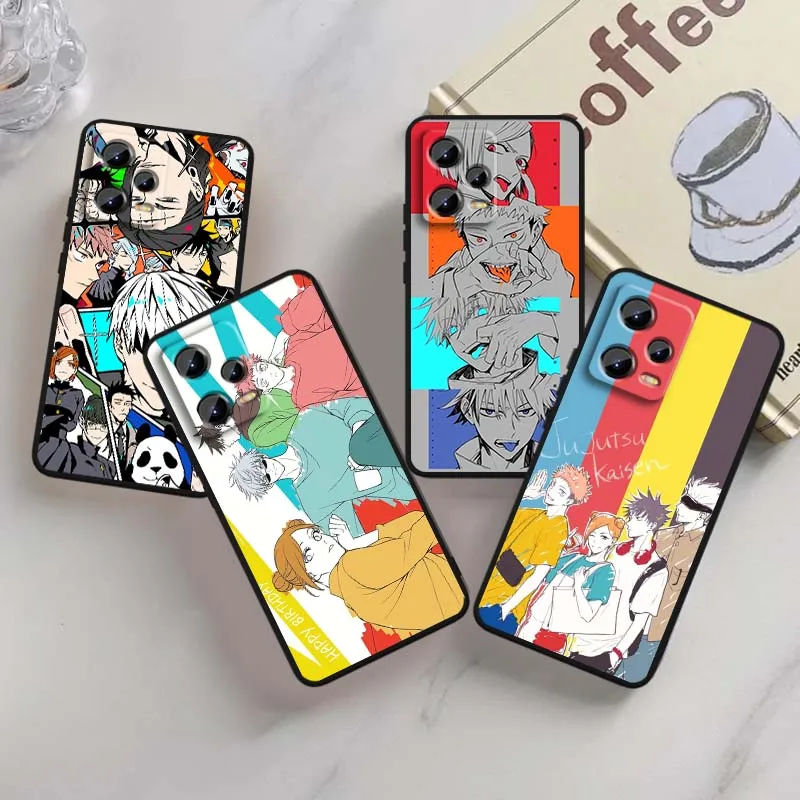 

Anime J-Jujutsu Kaisen Yuji Phone Case For Xiaomi Redmi Note 14 13 12 12S 11E 11 11S 11T Pro Plus 4G 5G Black Soft TPU Cover
