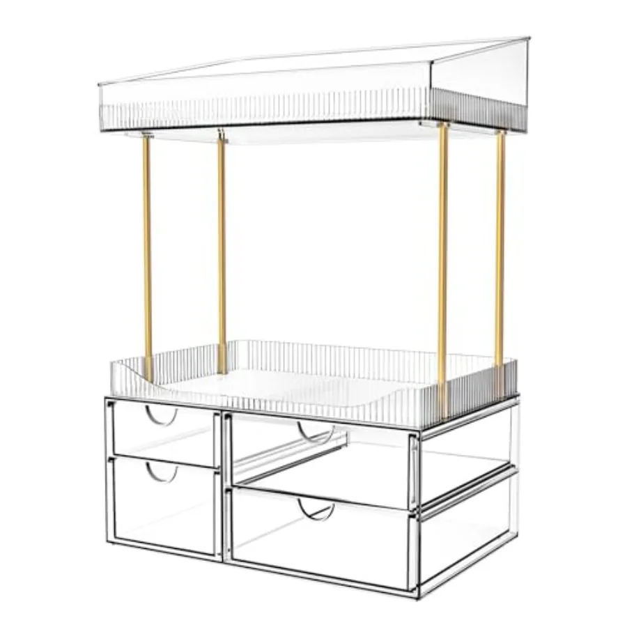 

Makeup Organizer Bathroom Storage- 4 Tier 4 Drawer Makeup Storage, Transparent Cosmetics Organiser, Ideal for Cosmetic Perfume
