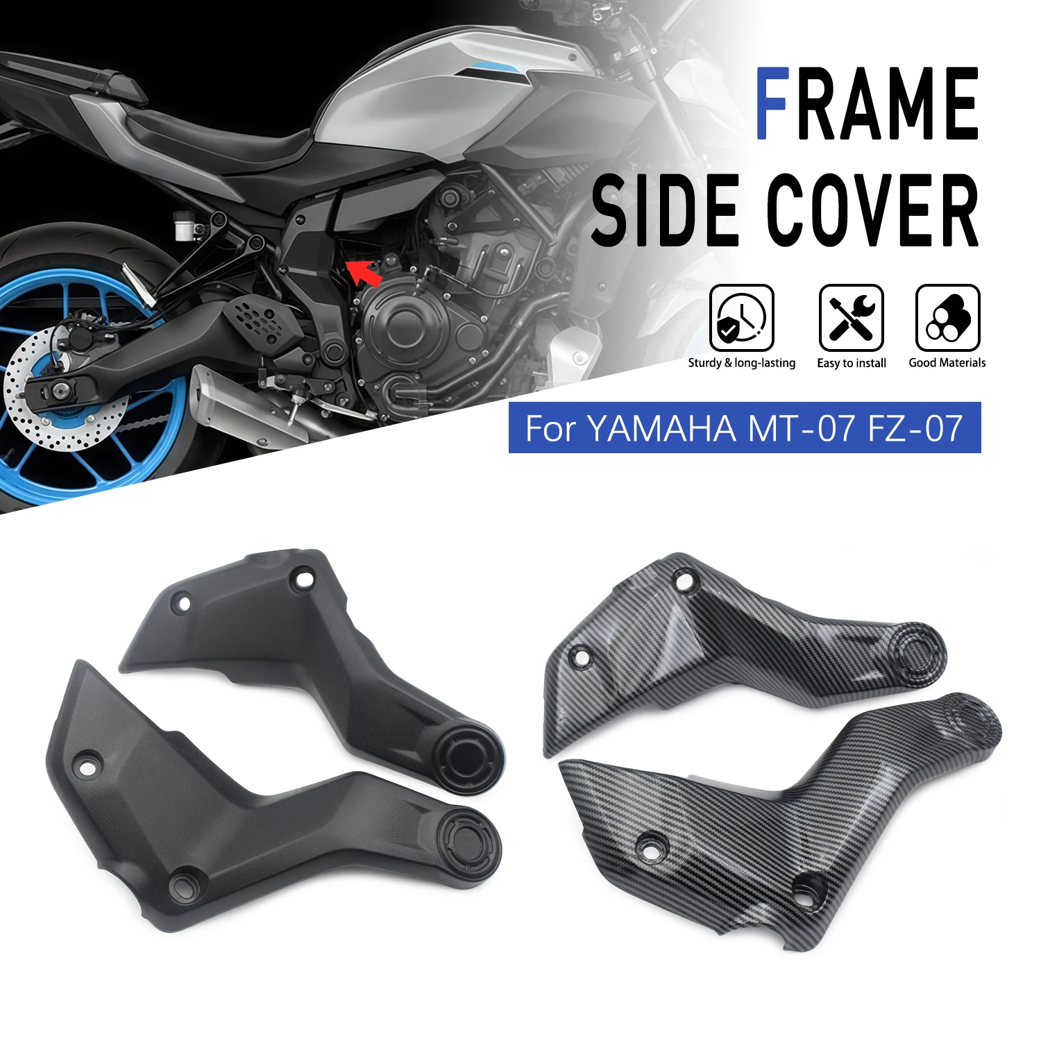 Motorcycle Frame Body Side Fairing Panel Left Right Engine Trim Fairing Covers For Yamaha FZ-07 MT-07 MT07 FZ07 2025 ABS Plastic