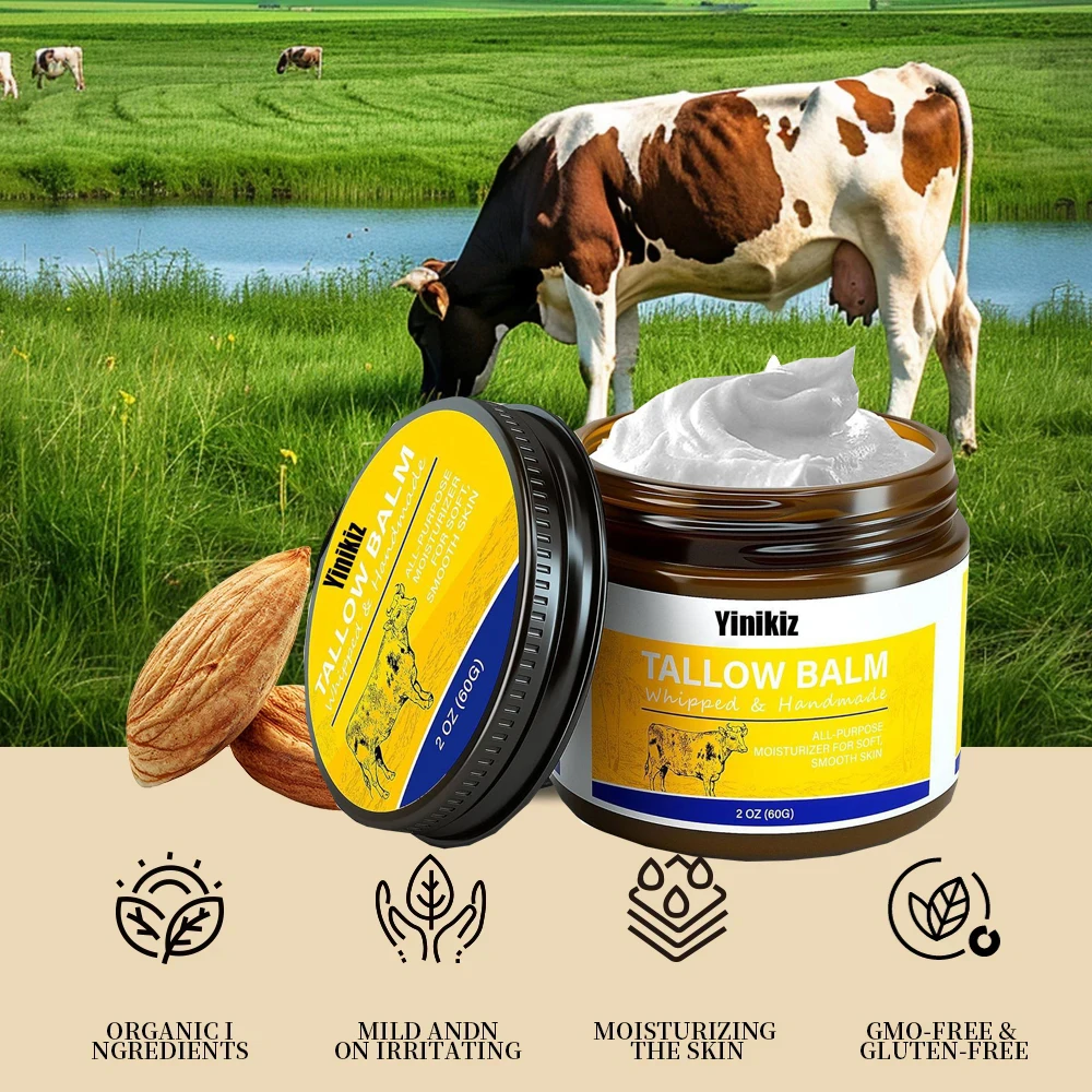 Face Cream Whipped Tallow Balm Collagen Hyaluronic Acid Skin Care Anti-Wrinkle Aging Moisturizing Shrink Pores Whitening Smooth