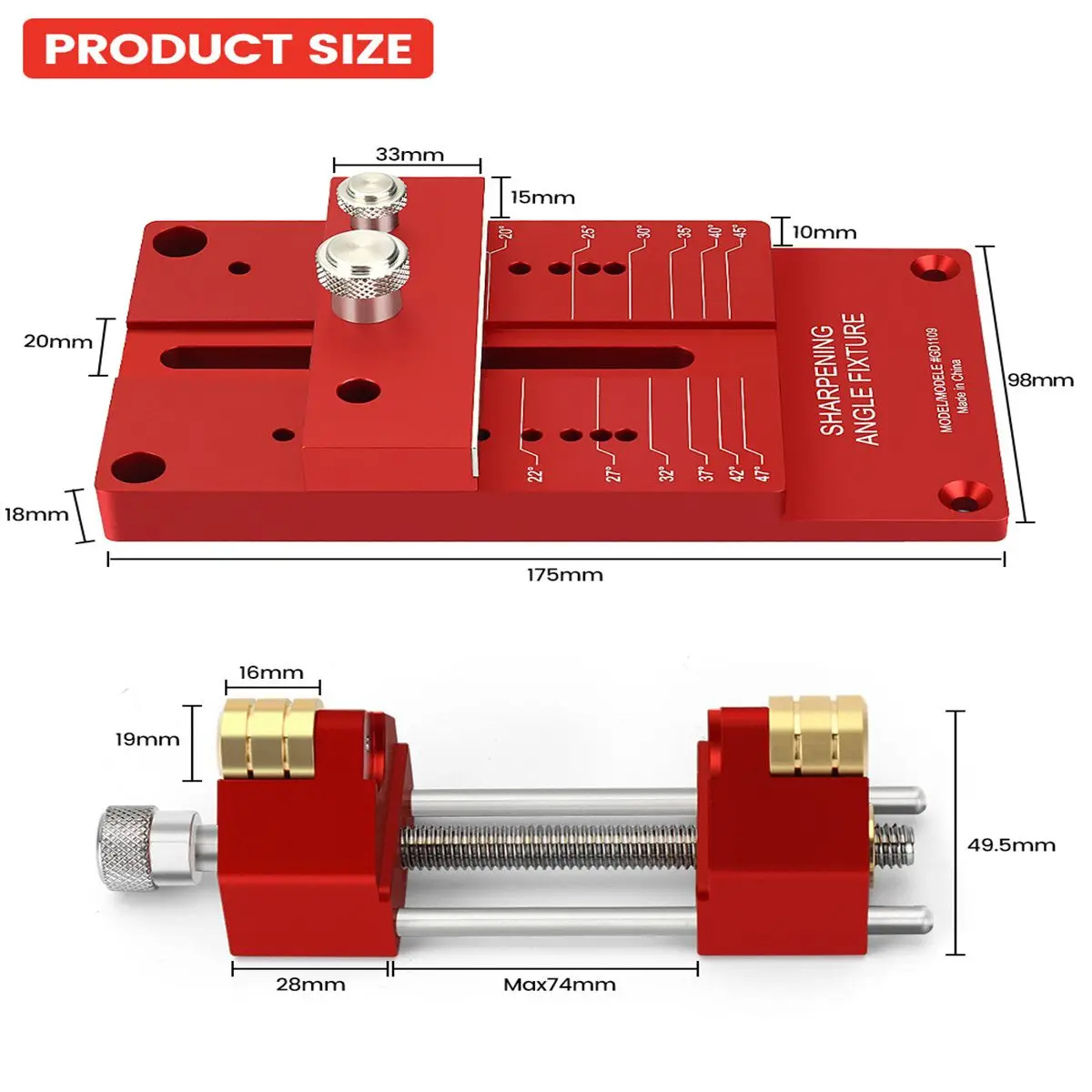 Mohoo GD1109 Sharpening System Honing Guide Sharpening Holder Angle Fixture Angle Gauge for Woodworking Chisel