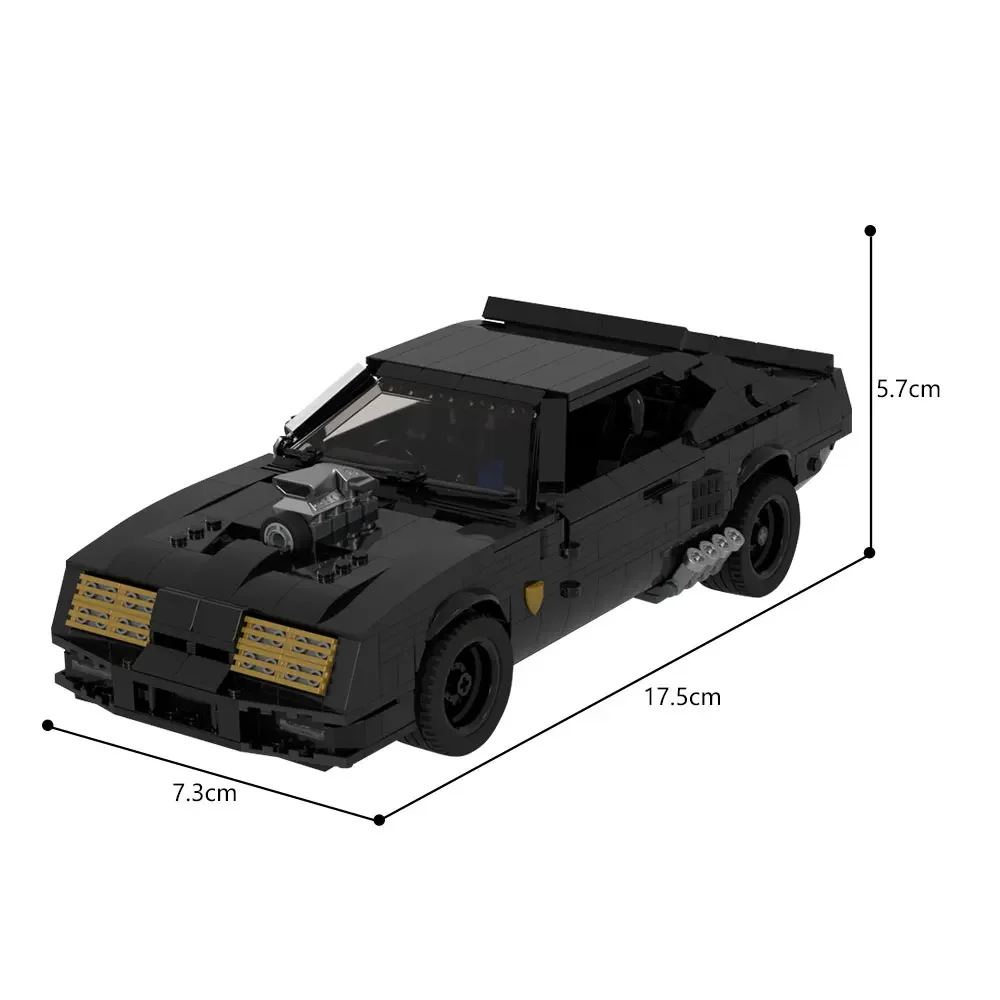 Film Merchandise Maxs V8 Interceptor Bausteine MOC- 198858   Schwarzes Supercar-Montagemodell, Puzzle für Kinder, Spielzeug, Jungen, Geburtstagsgeschenk