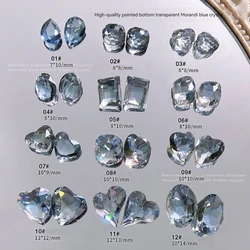 10pcs Heart Rhinestone Jewelry Gemstones Plated K9 Glass Crystal Morandi Stone Nail Art Sticker Strass Heart Charms