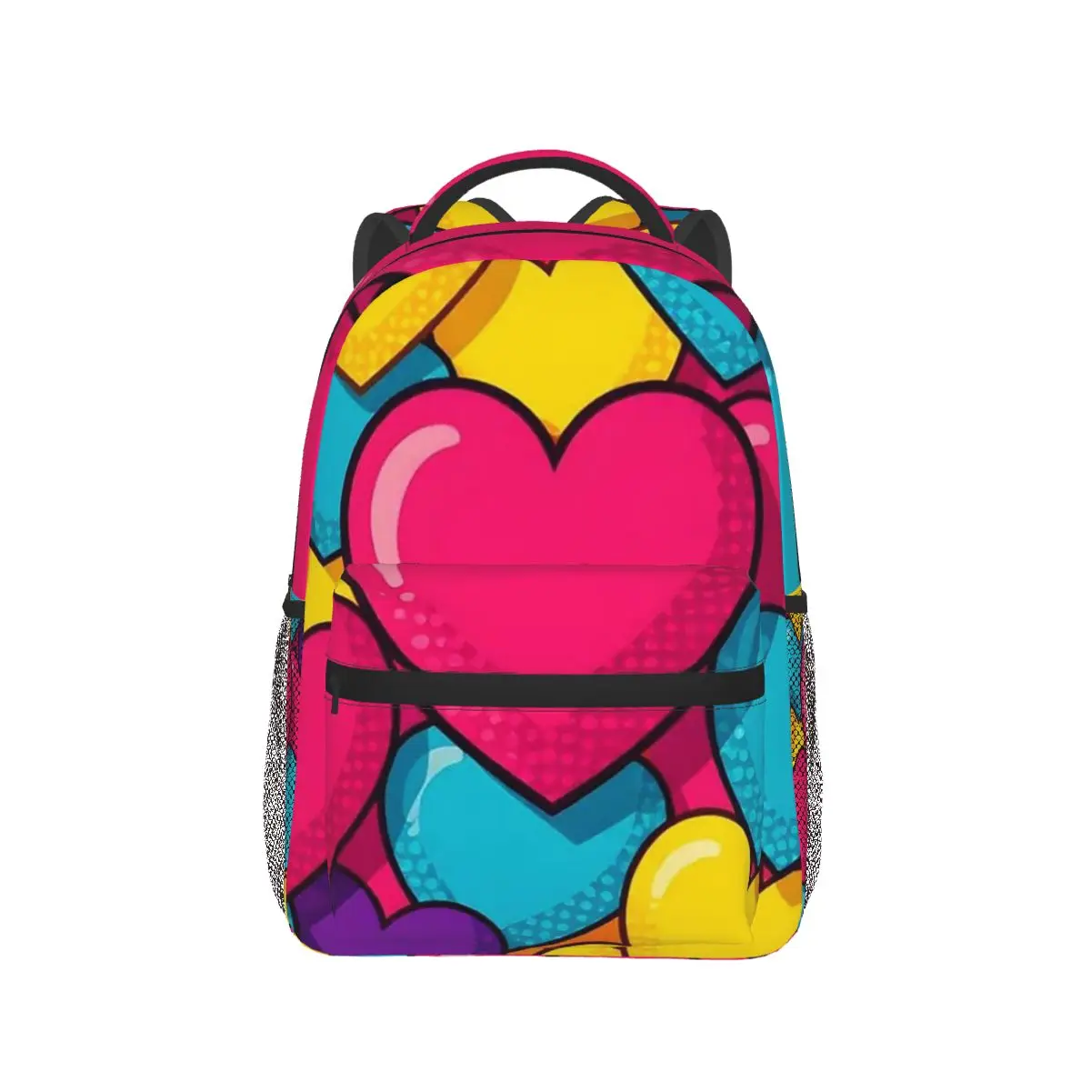 

Colour Hearts Pattern Backpack Hot Sale Daypack Large Capacity Children BookBag School Bag Shoulder Bags for Men Women