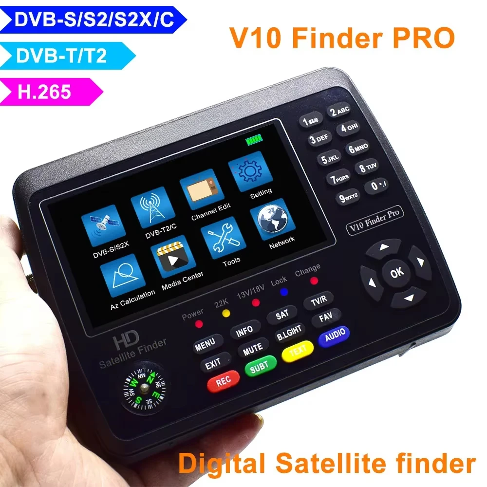 DVB-S2X/T2/C COMBO Satellite finder V10 Finder Pro