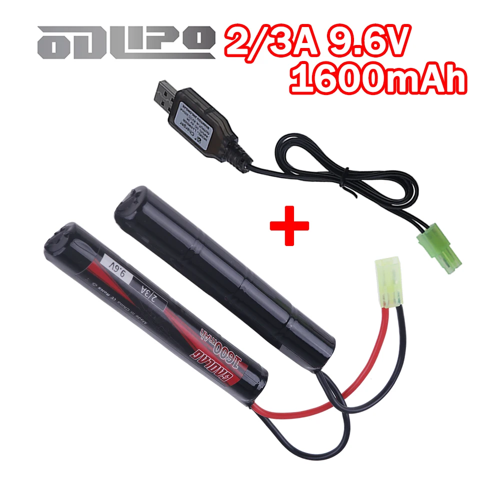 Butterfly Nunchuck 9.6V 1600mAh NiMH Battery Pack with Mini Tamiya Plug For Airsoft Guns M4, G36, M110, SR25, M249, M240B