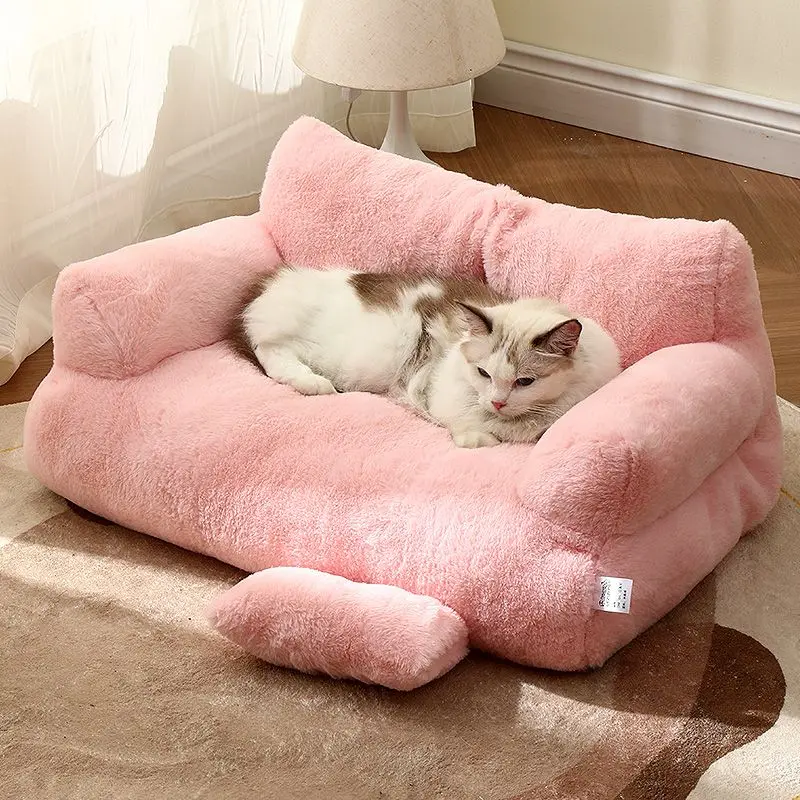 New Cat Plush Cotton Sofa Simple Home Cat and Dog Sleeping Bed Pet Winter Warm Mini Bed Cats Dogs Nest Pet Supplies