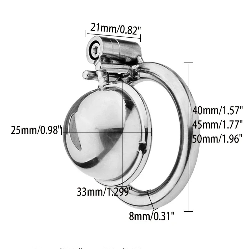 Männliches kleines Halbkugel-Keuschheitsgerät aus Metall, 2 Verriegelungsmethoden, Peniskäfig, Anti-Entgleisung, Keuschheitsgürtel, fester Gürtel, Sexspielzeug für Erwachsene