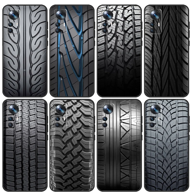 Black Tire Tyre Tread Texture Case For POCO F5 X5 X3 Pro F4 X4 F3 C65 Cover For Xiaomi 13T Pro 11T 12T 14 12 13 Lite 12X