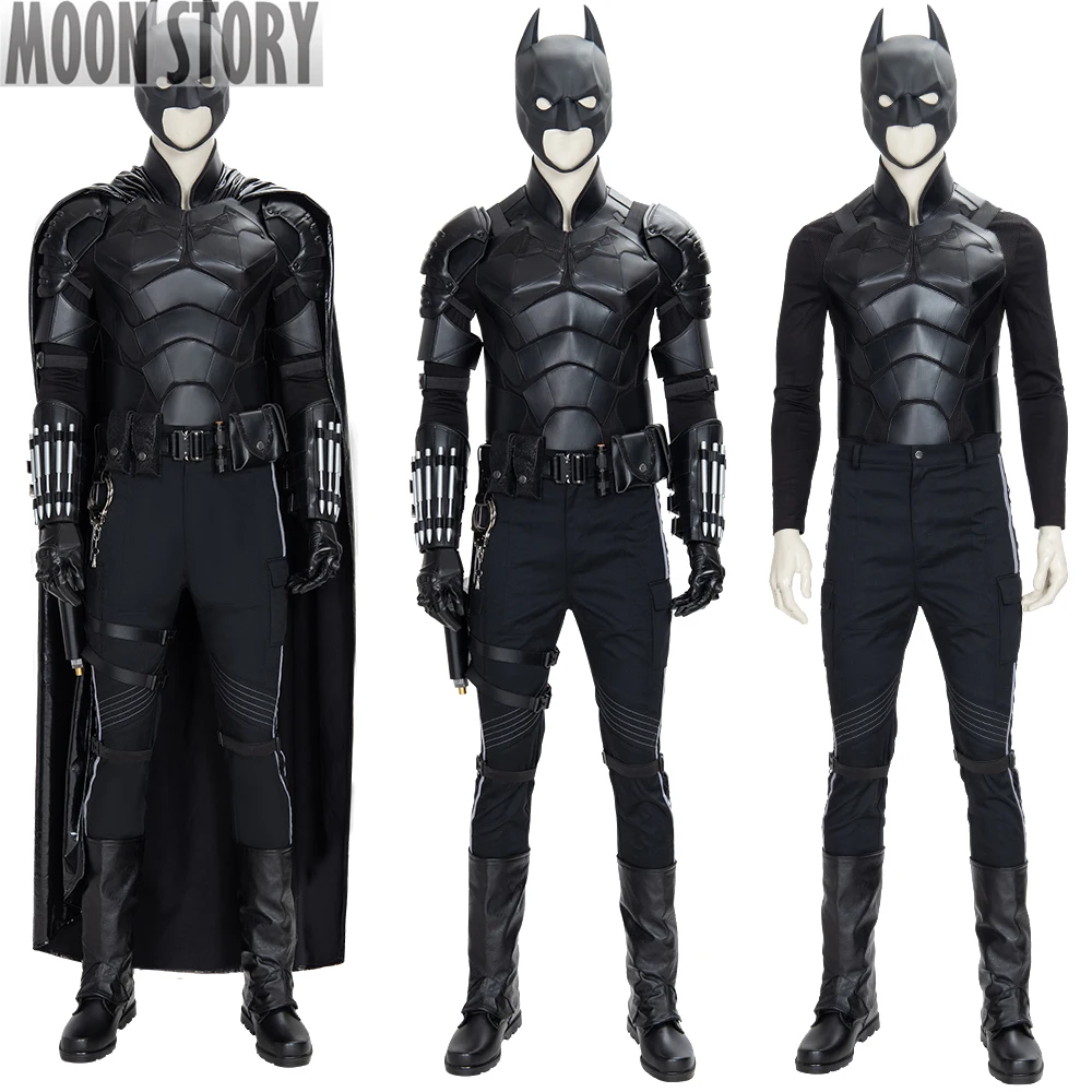 

Halloween 2021 New Superhero Bat Suit Robert Pattinson Inspired Cosplay Costume Bruce Wayne Vest Mask Luxious Armor Men Outfits