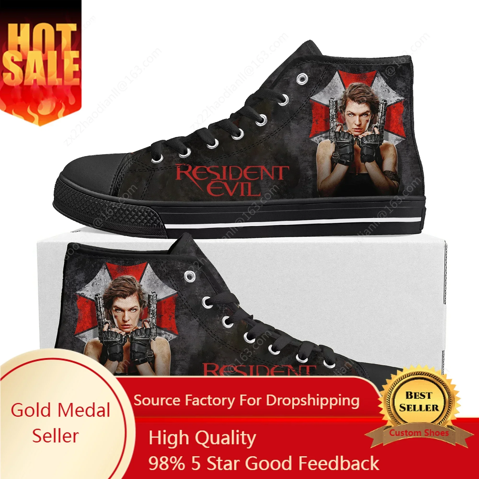 

U-Umbrella Corporation High Top Sneakers Mens Womens Teenager Zombie Horror Movie Canvas Sneaker couple Casual Shoe Custom Shoes