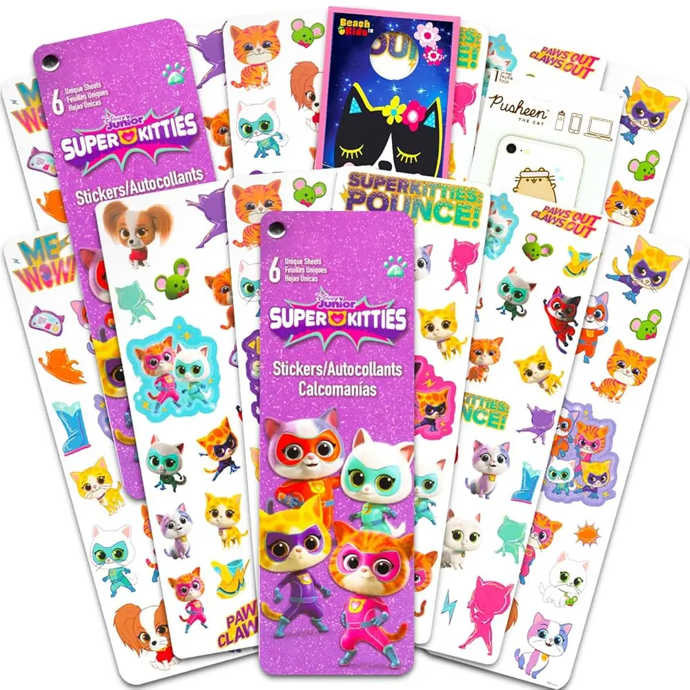 

Набор наклеек Super Kitties для девочек и детей - Набор сувениров для вечеринки Super Kitties с 12 листами наклеек Super Kitties для детей