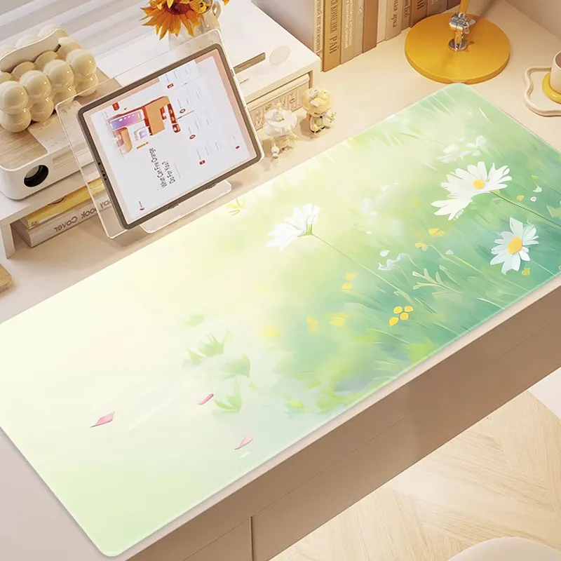 

Green landscape mouse pad, oversized waterproof and oil-proof oil painting style office mat, student desk writing pad