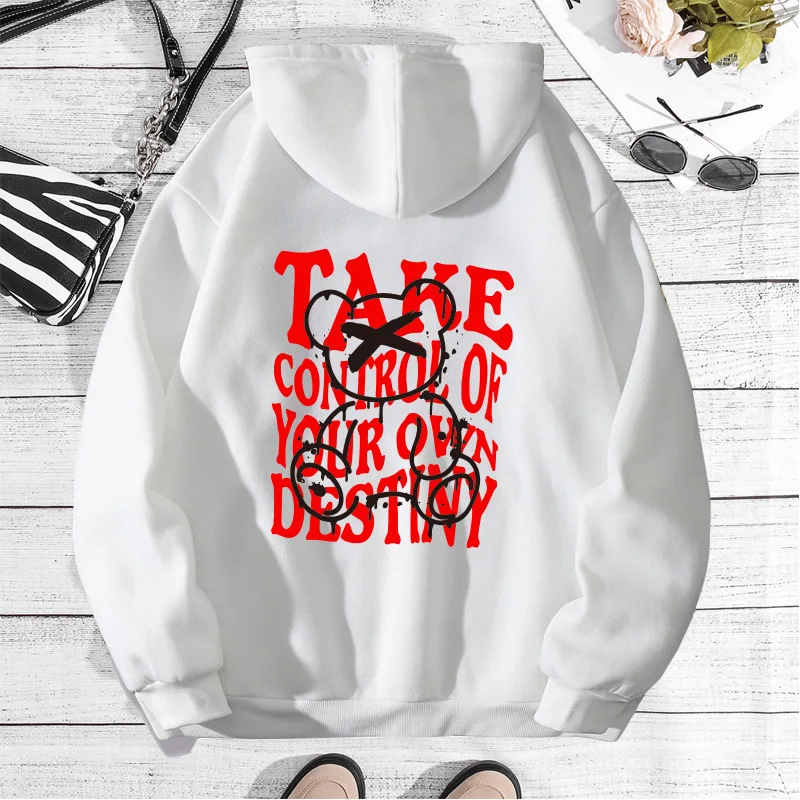 

Take Control Of Your Own Destiny Printed Woman Hoodies Girl Hoodie Sportswear Fashion Oversized Pullover Drop Shoulder Sleeve