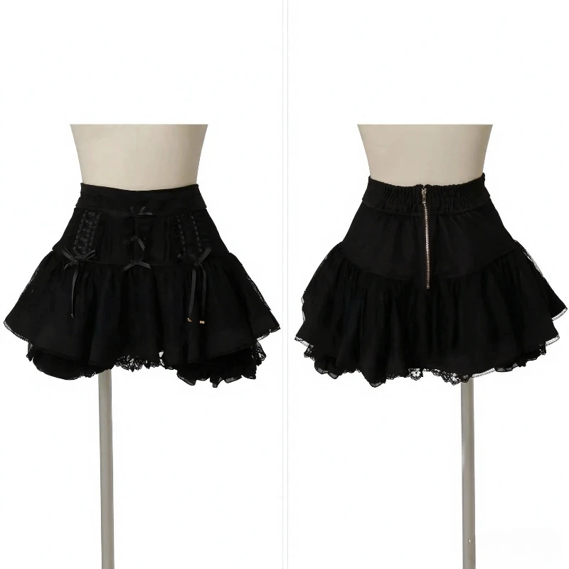 Japanese LIZ Skirt Sweet and Cute Lolita Bottoms Women Birthday Princess Chiffon Cake Solid Color Summer Girl's Kawaii Skirts