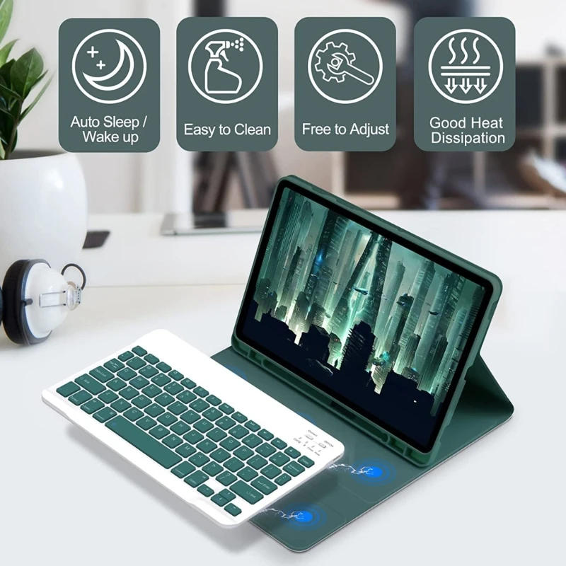 

Для Tab S9FE 11-дюймовый чехол для клавиатуры Защитный чехол-подставка с Bluetooth-совместимой клавиатурой для 11-дюймового