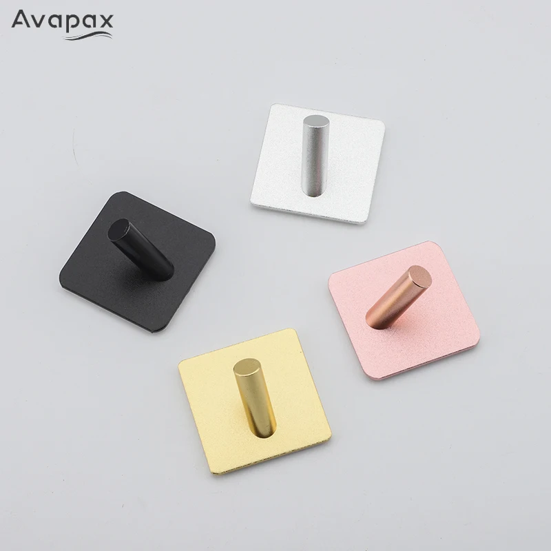 Avapax Self Adhesive Wall Coat Rack Clothes Rack Hanging Hooks Key Holder Rack Towel Hooks Space Aluminum Bathroom Accessories