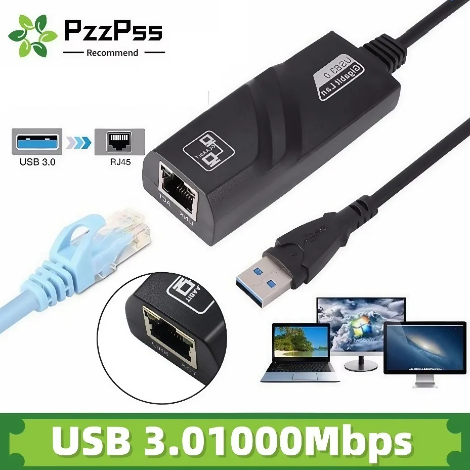 

Адаптер USB 3.0 и USB-C для подключения к сети Gigabit Ethernet (RJ45) со скоростью 1000 Мбит/с, проводная сетевая карта для ПК, MacBook, ноутбуков и планшетов на Windows