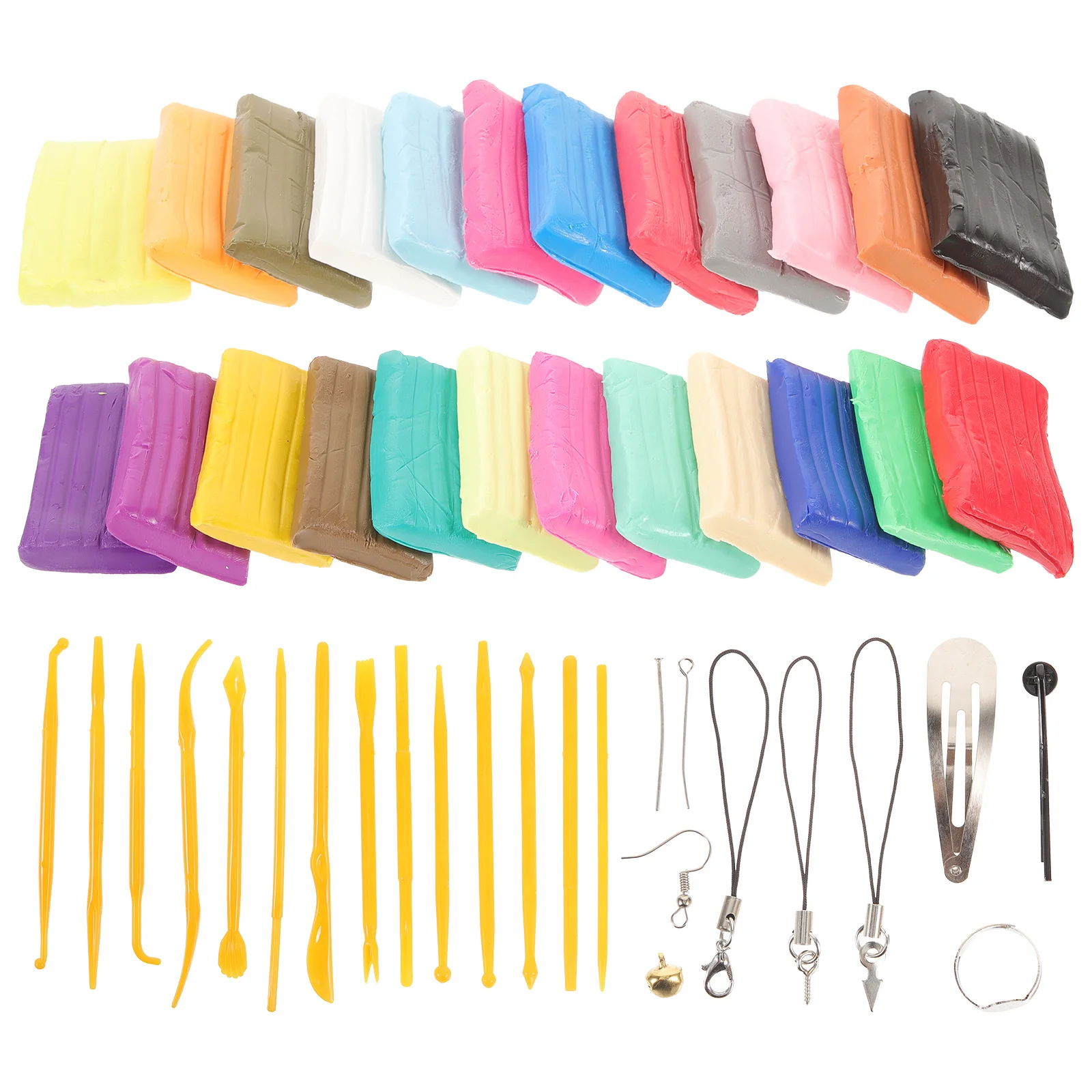 Kit d'argile polymère colorée pour bricolage, outils de sculpture pour enfants, cuisson au four, projets artisanaux de modélisation, fabrication de boucles d'oreilles et de porte-clés, 1 ensemble
