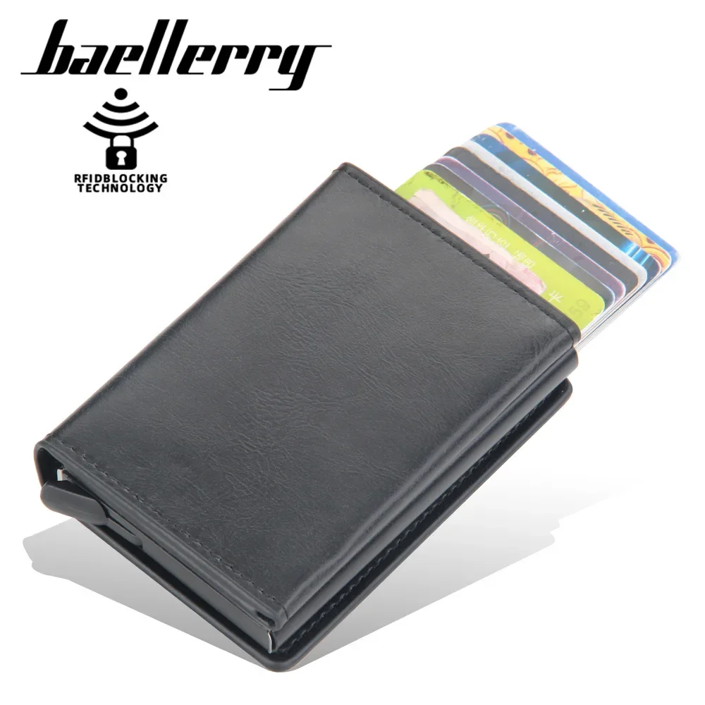 RFID Blocking Credit Card Holder For Men Short Automatic Pop-up Aluminum Small Wallet Male Purse ID Card Case