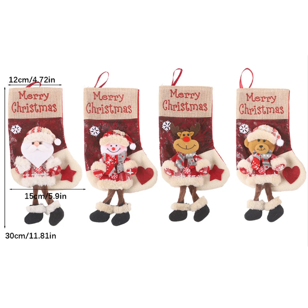 Media navideña grande de Papá Noel para colgar chimenea que proporciona una habitación espaciosa para golosinas navideñas y juguetes Uso decorativo de temporada