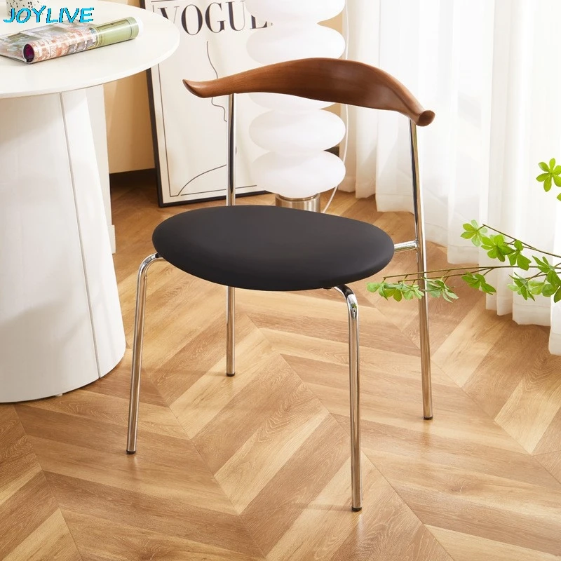 

Light Luxury Cow Horn Dining Chair Modern Minimalist Creative Home Solid Wood Soft Pack Chair, Loft Minimalist Coffee Shop Chair
