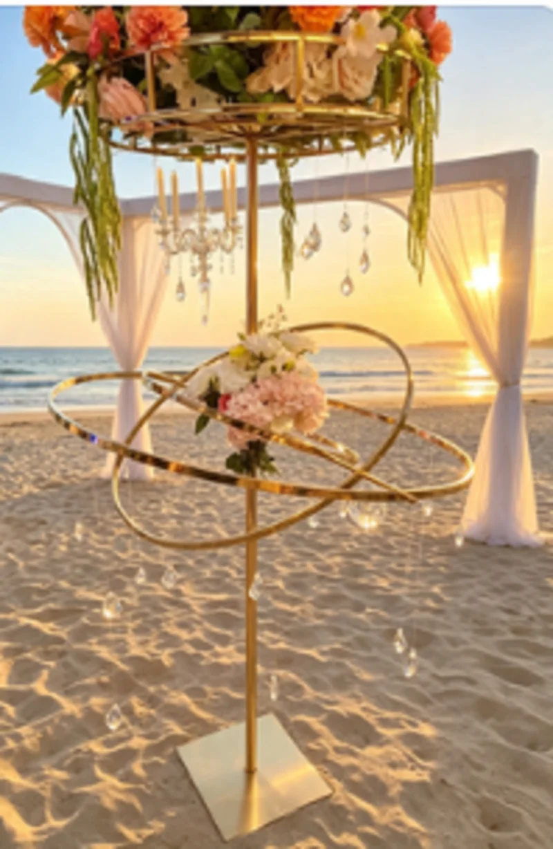2pcs round Flower Arrangement Wedding Props Main Table Decoration Aisle Marker Table Setup - Wedding Decor