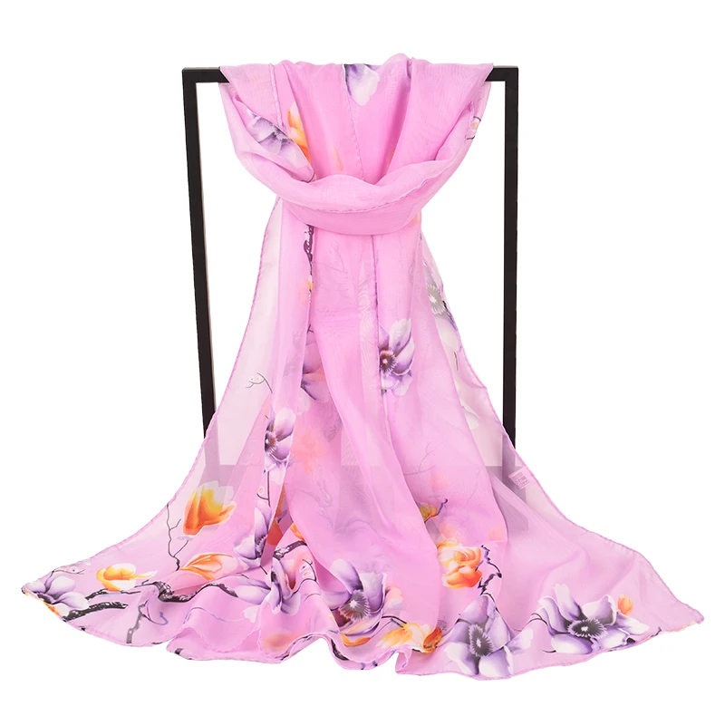 2023 New Fashion Sweet Printed Chiffon Scarves Wholesale Yiwu Women\'s Small Scarves Gift Scarves