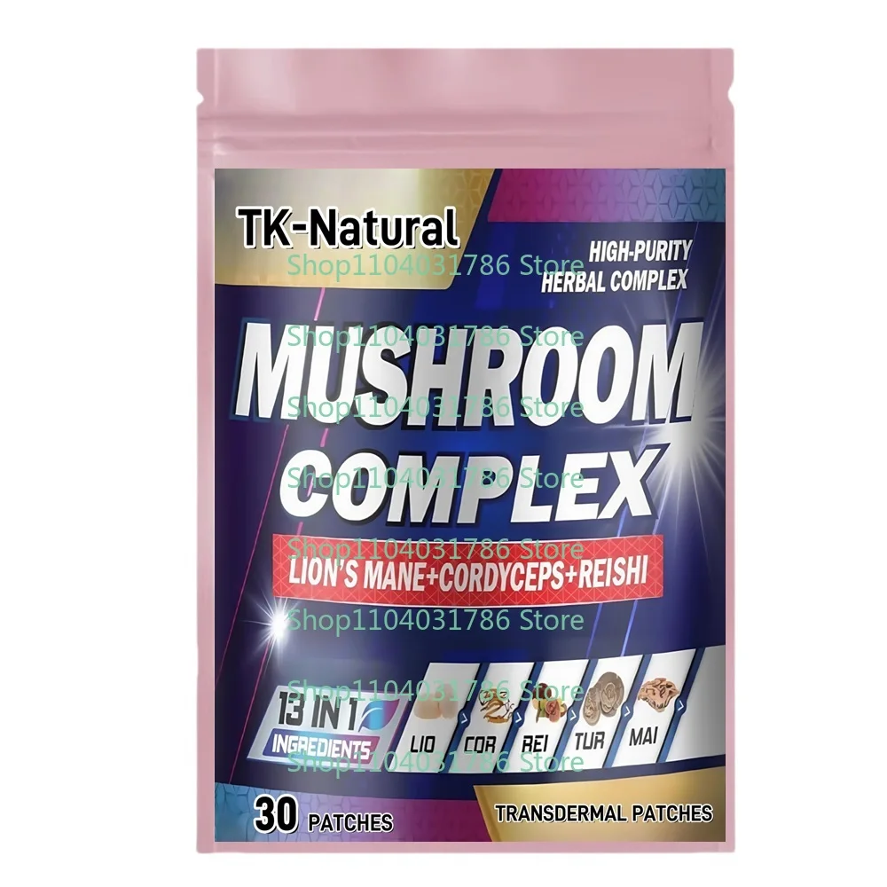 

30 Patches Mushroom Complex Transdermal Patches with Lions Mane Reishi - Brain, Memory, Energy & Immune System