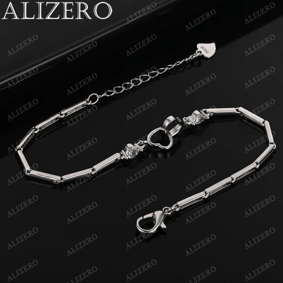 

ALIZERO 925 Sterling Silver Bracelet Zircon Hearts Bracelets for Women Wedding Party Fashion Fine Jewelry Gifts