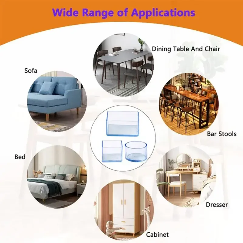 4pcs Rubber Table And Chair Footrests Dust Cover Floor Protector Pads Pipe Plug Furnitures Feet Round/Square/Rectangle To Choose