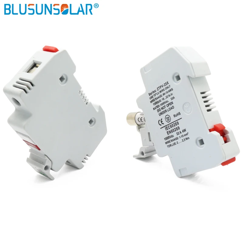 1P Parallel DC Fuse Holder 10*38mm High Voltage Solar PV 1000V Solar Fuse with LED Fuse Holder for Solar PV System Protection