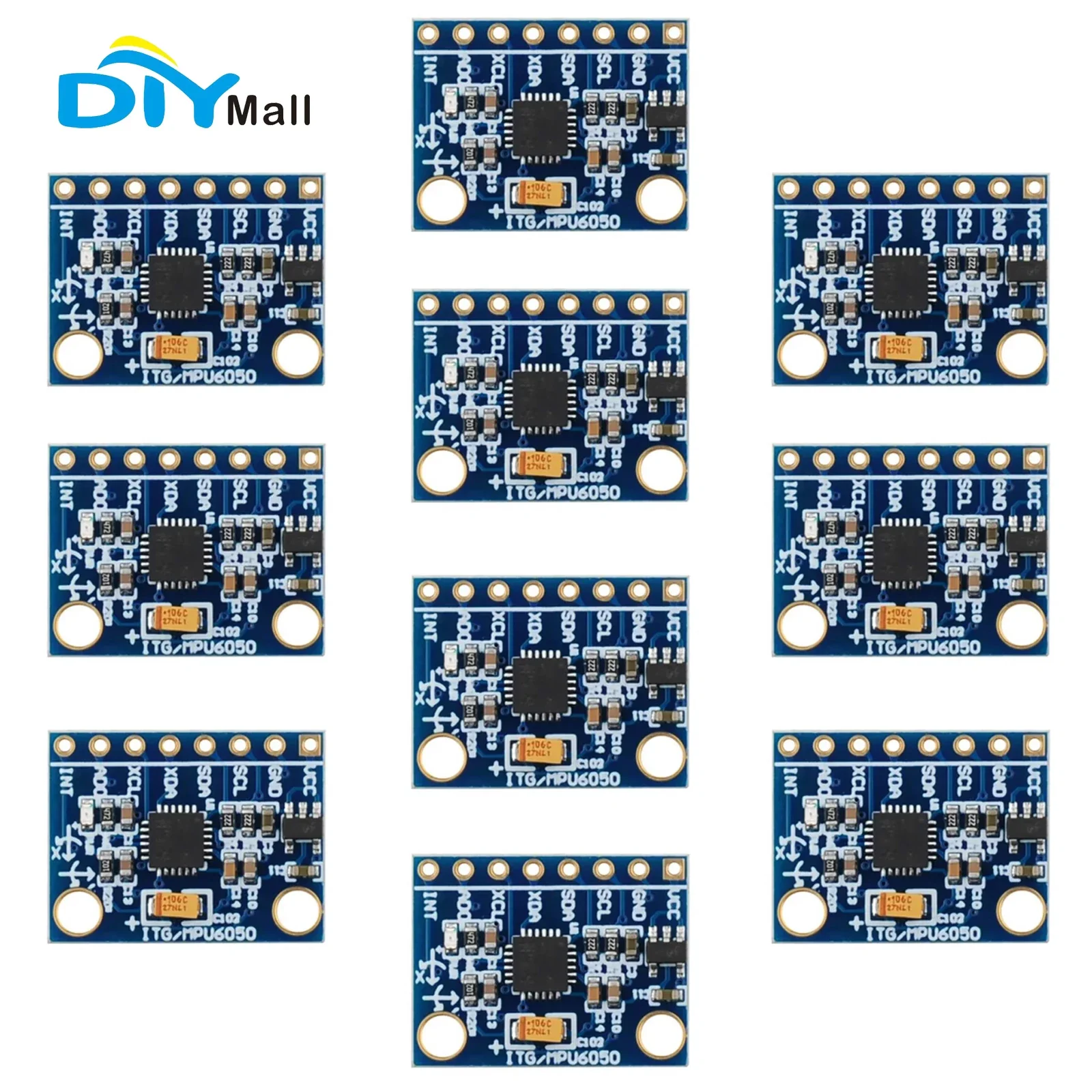 10PCS GY521 MPU-6050 Module 3-Axis Accelerometer Gyro Sensor for Arduino with I2C Interface