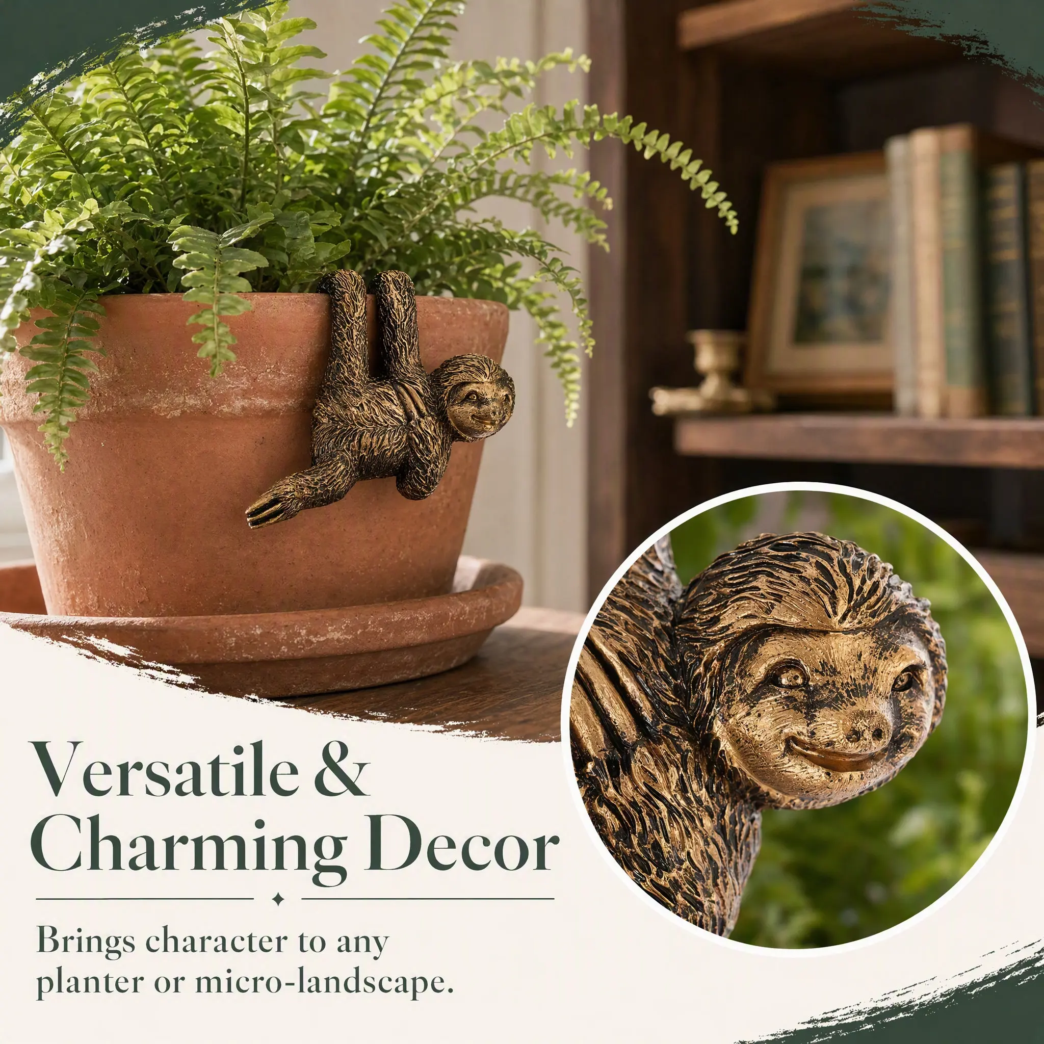 Resin Sloth Flower Pot Hanging Decor for Garden Courtyard Patio Desktop Micro Landscape Adorable Animal Statue