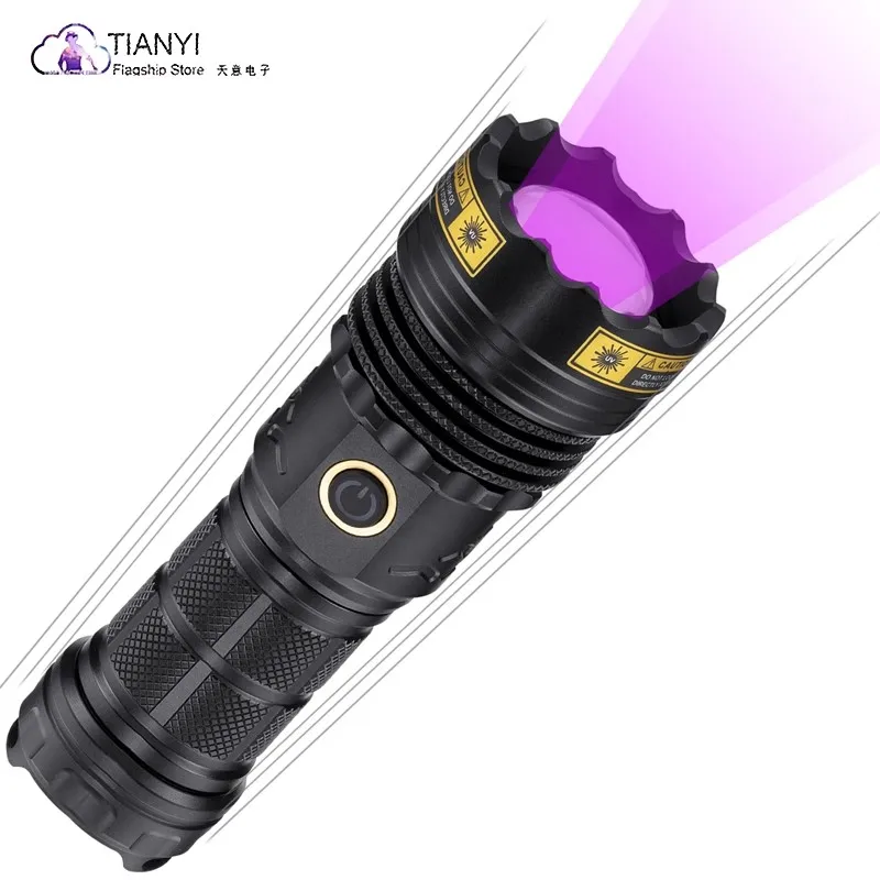 20W UV flashlight adjustable focus violet fluorescent agent anti-counterfeiting detection 395 UV lamp identification