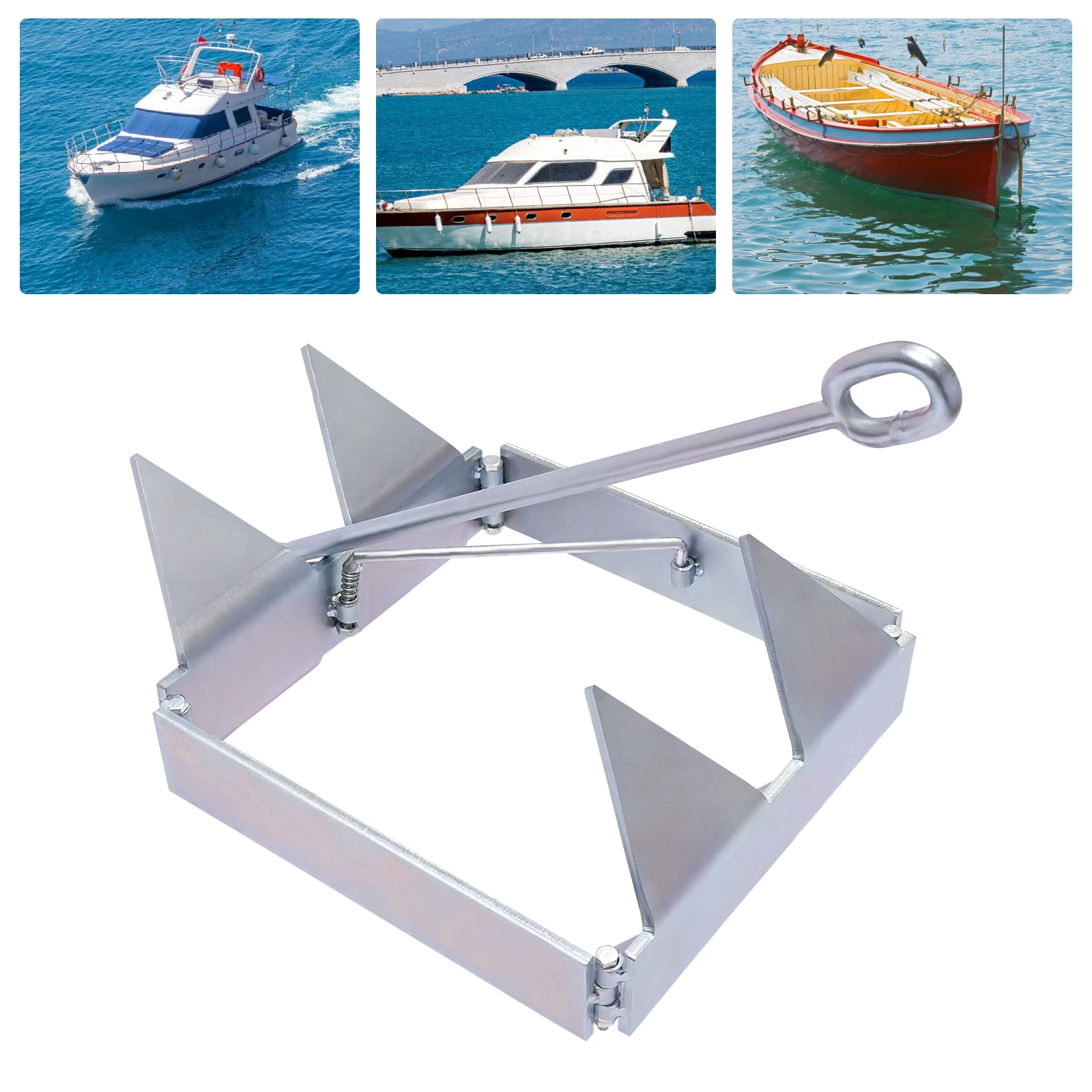 

Foldable Sliding Cube Boat Anchor Silver 25 Pounds of Galvanized Steel Boat Slide Anchors