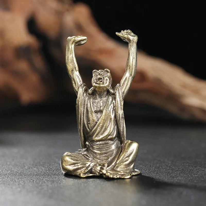 Eighteen Arhat Metal Ornaments Small Brass Solid Buddha Statue Home Office Desk Decoration Handmade Gift