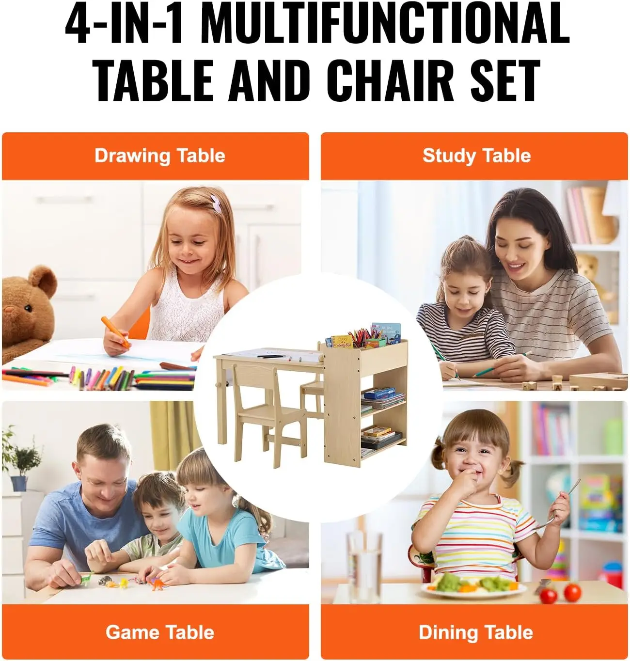 Conjunto de mesa e cadeira de arte infantil, mesa de artesanato infantil com armazenamento, mesa de jogo de atividades infantis com 2 cadeiras, desenho de madeira